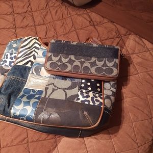 Women's Denim Coach Purse with matching wallet